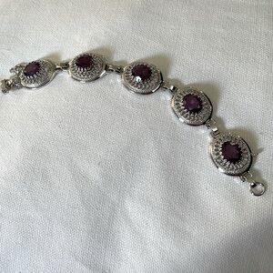 Sterling silver bracelet with faux amethyst stones. Size 6